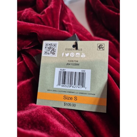 John Mark Women's Shirt Top Size S Red Long Sleeve Relaxed Fit Velvet Wired (16) - Picture 12 of 12